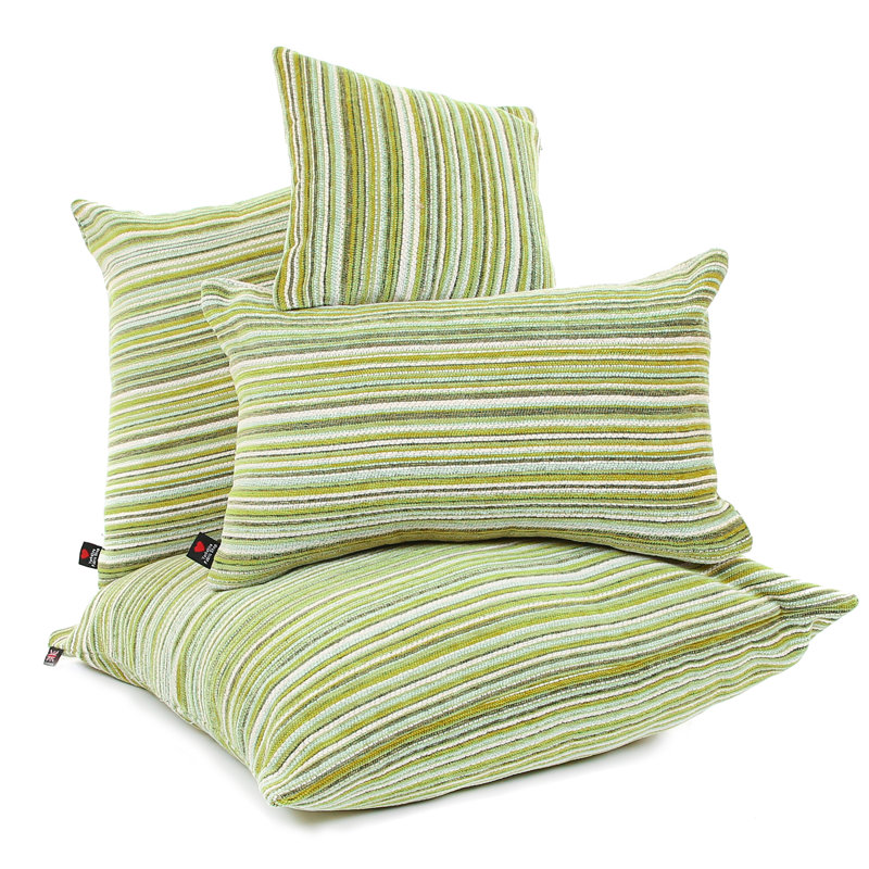Baltic Striped Square Cushion, 43 x 43cm, Green
