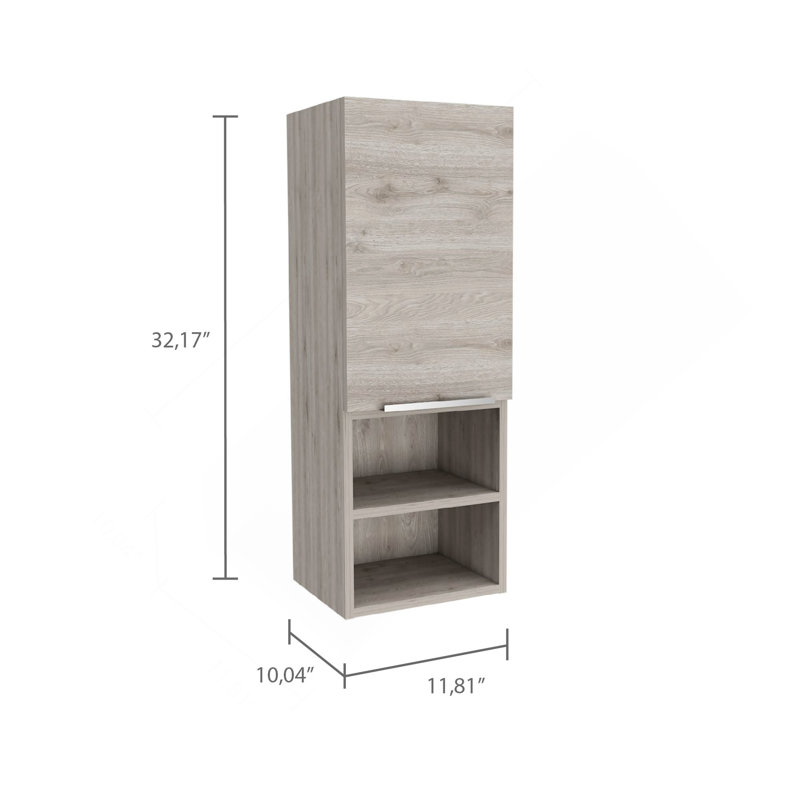 Bathroom Cabinet, Two Interior  Shelves, Two External Shelves, Single Door Cabinet -Light Gray, Light Gray