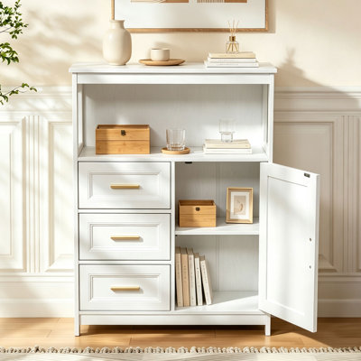 Kitchen Storage Cabinet with 3 Drawers and Door, Modern Buffet Sideboard Cabinet for Kitchen, Dining Room, Living Room and Entryway