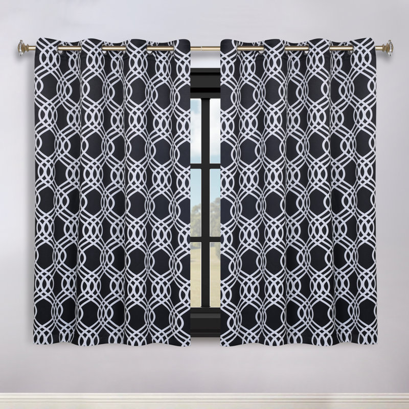 Paire de rideaux obscurcissant 100% polyester Écosse, L 52 po x L 63 po, Noir