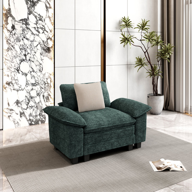 Upholstered Accent Chair, Green Chenille