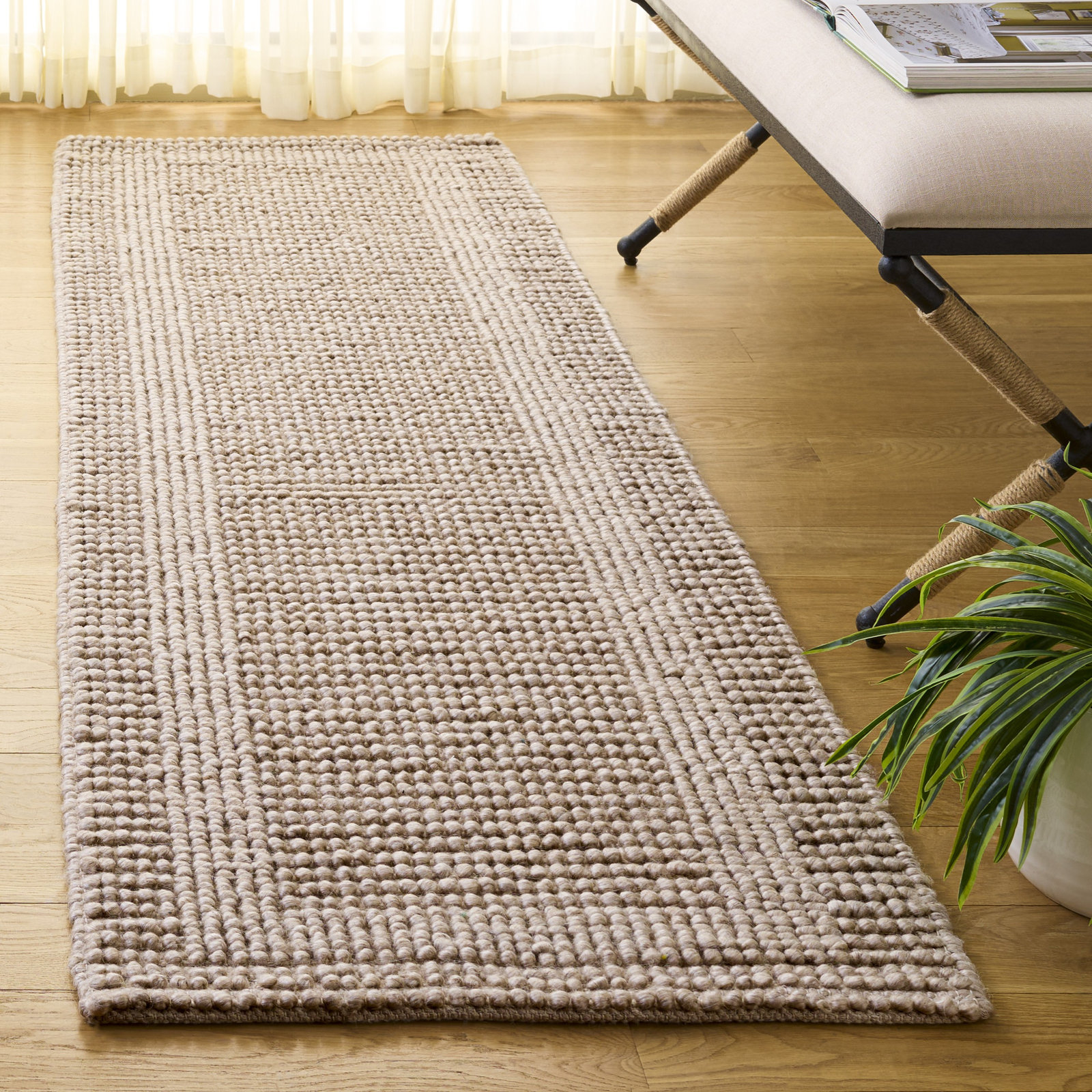 Natura Hand Woven Wool; Cotton; Recycled P.E.T Solid Color Indoor Rug, Runner 2'3" x 8'