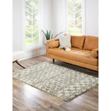 Tapis à poils longs gris treillis Griego