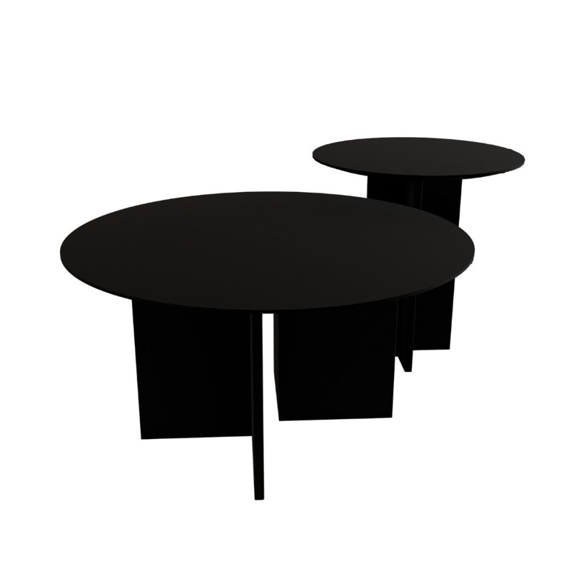 Modern Black Coffee Table Set (2 Pieces), Solid MDF, Large Table: 31.5 x 16.5 x 31.5 inches | Small Table: 19.7 x 17.7 x 19.7 inches | Durable 0.71-inch Thickness, Stylish Design for Living Room & Lounge Spaces