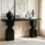 Console noire de 120 cm (47,24 po), table d'entrée de forme irrégulière avec finition en placage de bois, table basse moderne et minimaliste pour salon, couloir et entrée.