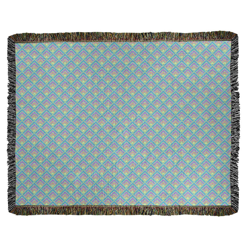 Couverture en coton tissé Katelyn Elizabeth, L 60 po x L 80 po, Vert/jaune