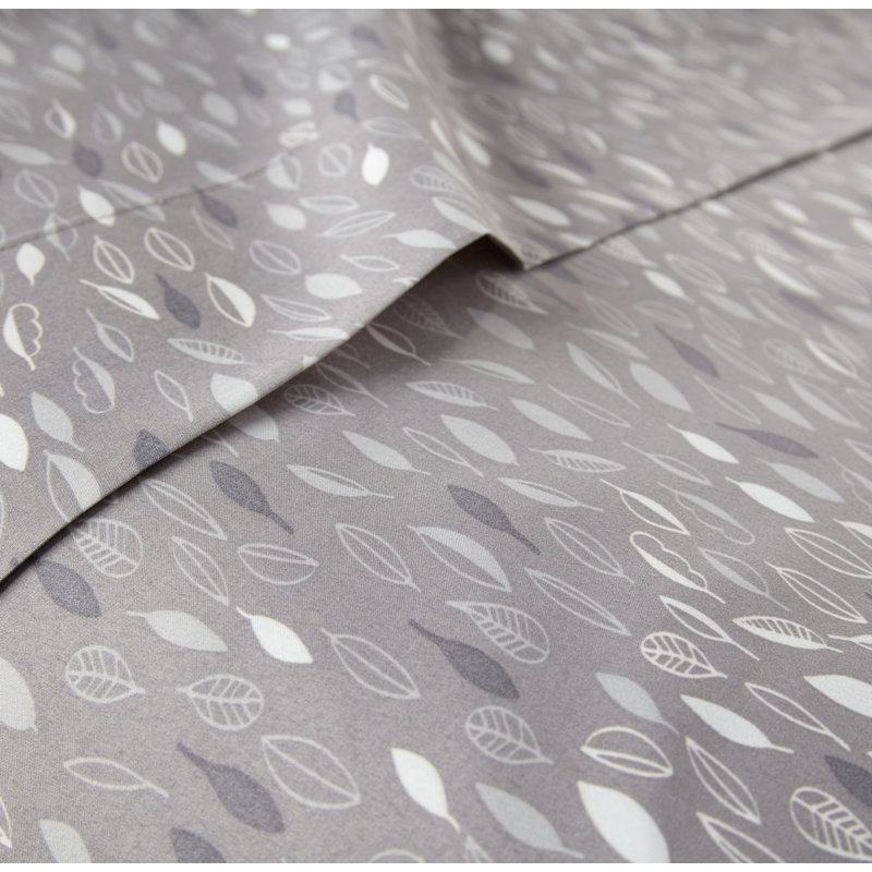 Vilano Choice Floral Microfiber Sheet Set, Gray, King