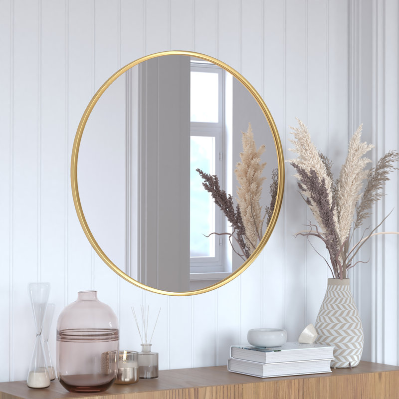 Miroir d'appoint mural Gagalis, H 30 po x l 30 po x P 0,78 po, Or