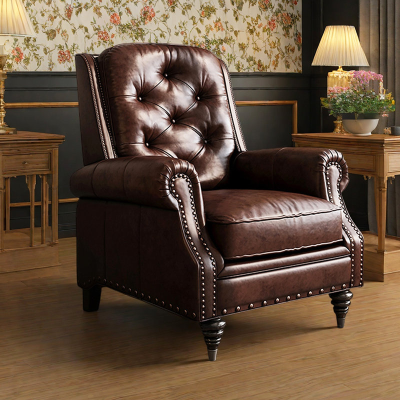 Fauteuil inclinable réglable en similicuir pour balcon, Café foncé