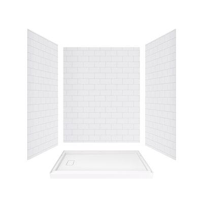 Ensemble de douche 60 "x 32" avec trois murs de douche et base de douche blanc mat