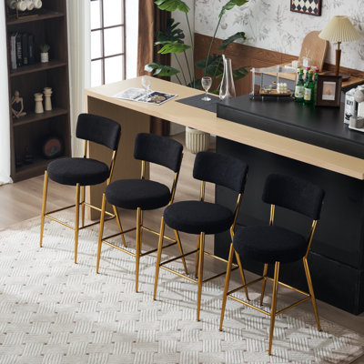 Ensemble de 4 tabourets de bar rembourrés en tissu moderne Teddy