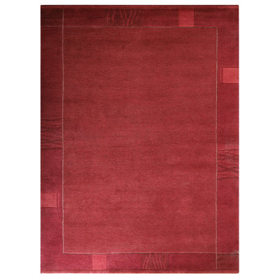 Tapis d'intérieur contemporain rouge clair 100% laine Tibbati