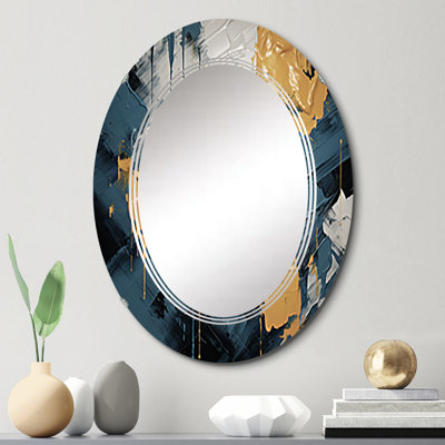 «Abstraction on Retro Blue III» - Miroir mural moderne