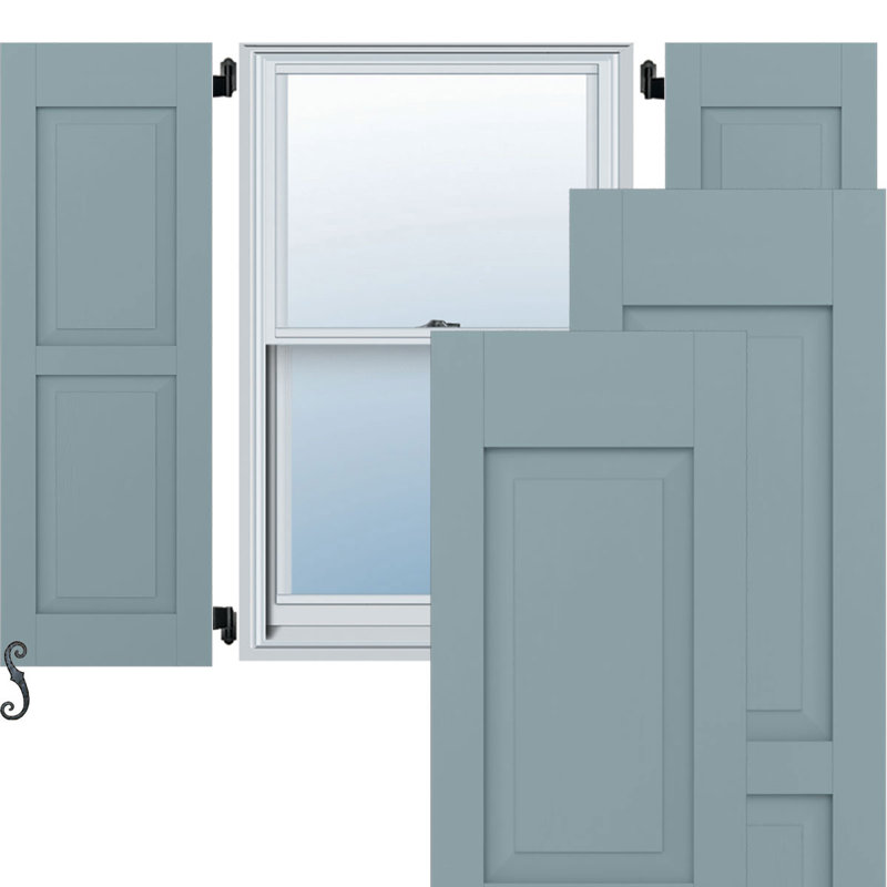 Deux volets à panneaux surélevés Americraft (par paire), 12", Bleu paisible, 53"