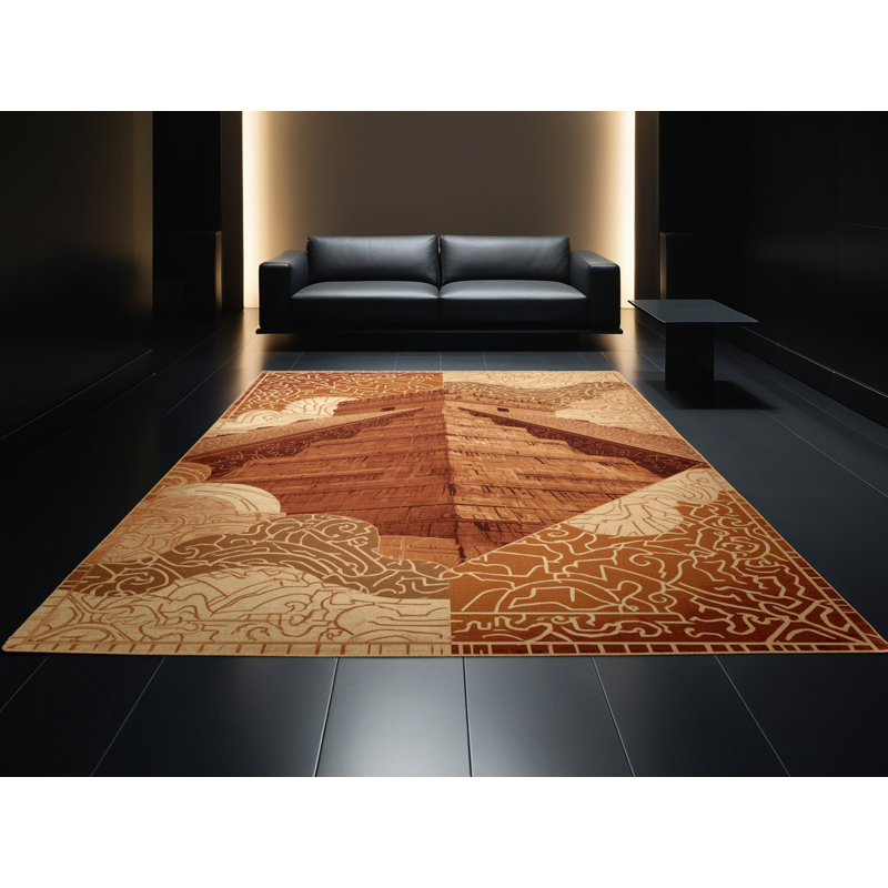 Soft Plush Queanbeyan Chichen Itza Global Inspired Oriental Area Rug in Brown – LightBrown Binding, 2x4