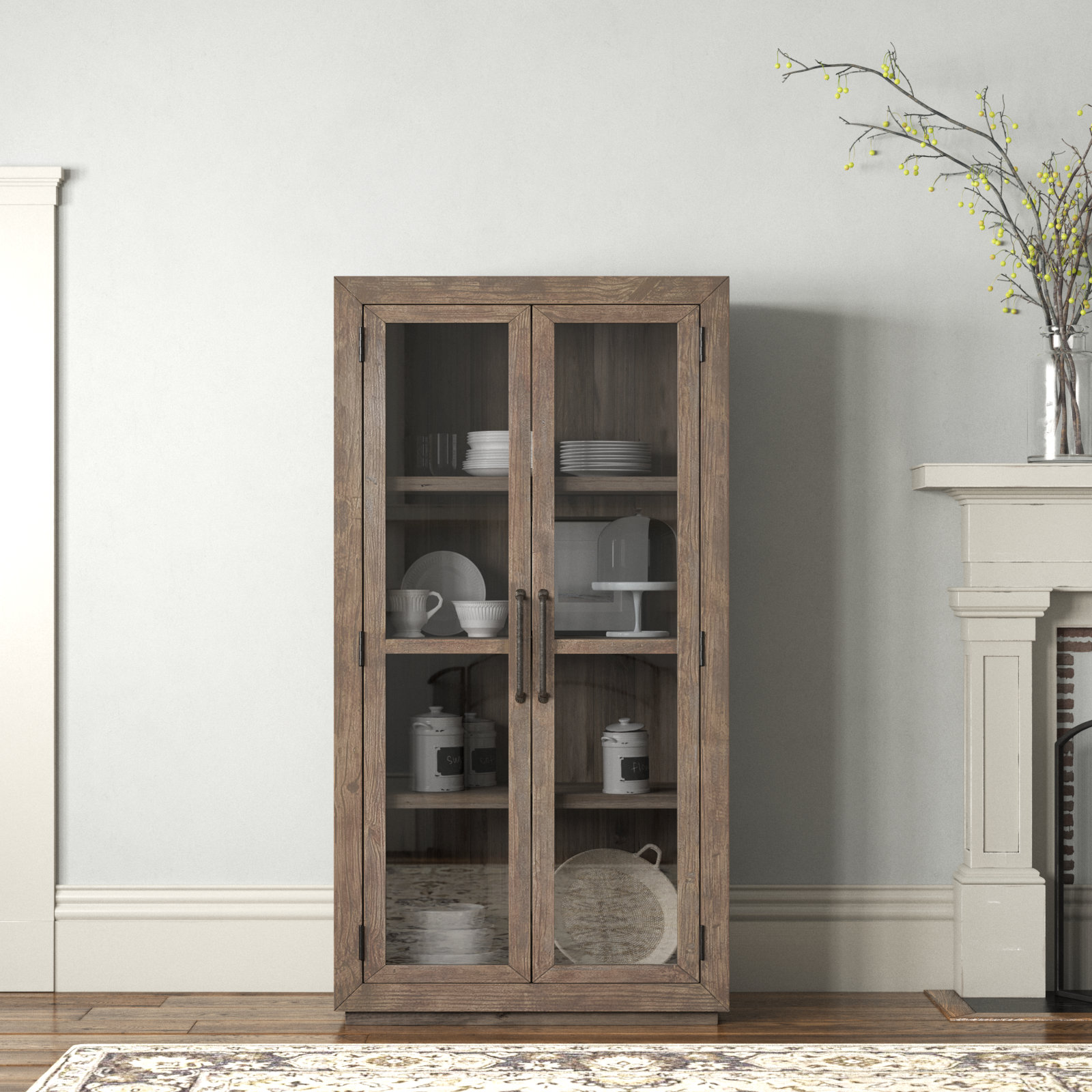 Kinston Dining Cabinet, Distressed Brown