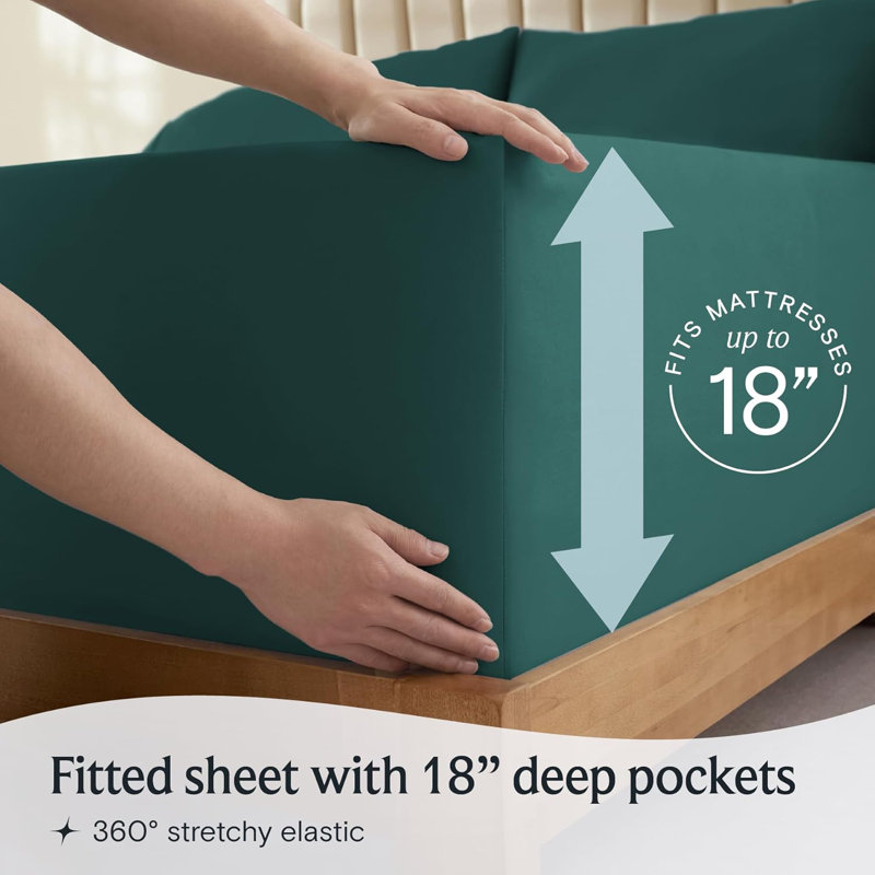 Ultra Soft Microfiber Sheet Set - 6 Pc Set - Wrinkle Resistant - Cooling Sheets With Deep Pockets, Emerald
