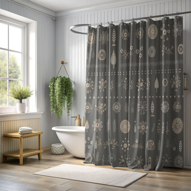 Icy Snow Abstraction - Premium Shower Curtain, 74"H x 71"W