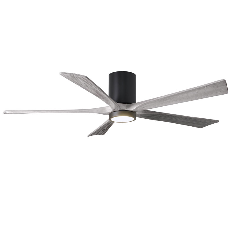 Ventilateur de plafond à 5 pales DEL avec ensemble d'éclairage inclus Irene, Noir mat, 60", Ton bois de grange