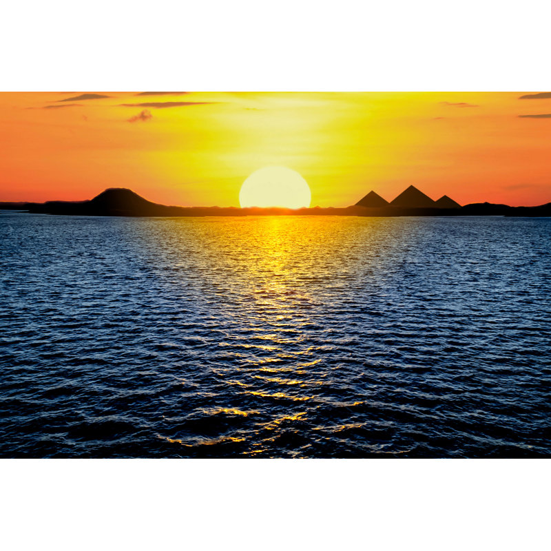 Beautiful Sunset View Of The Egyptian Pyramids, 30cm H x 46cm W 