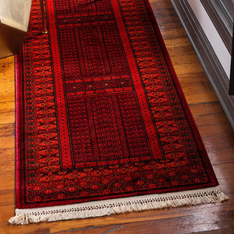 Tapis rouge / noir Amro Southwestern, Runner 2' x 6'1"