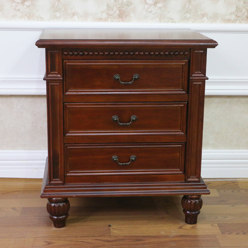 Table de chevet 3 tiroirs Aodee, Teinture antique