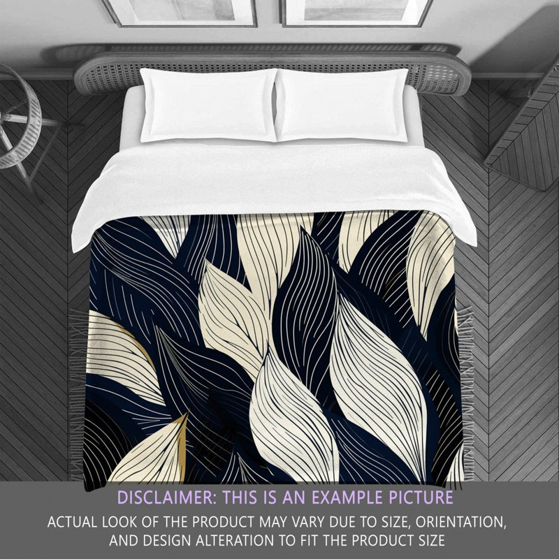 Funky Bedding, Twin Comforter, Black/Navy Floral