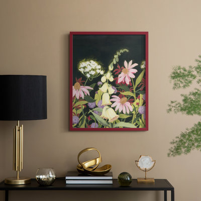 «Moonlit Wildflowers I», reproduction encadrée - bois massif
