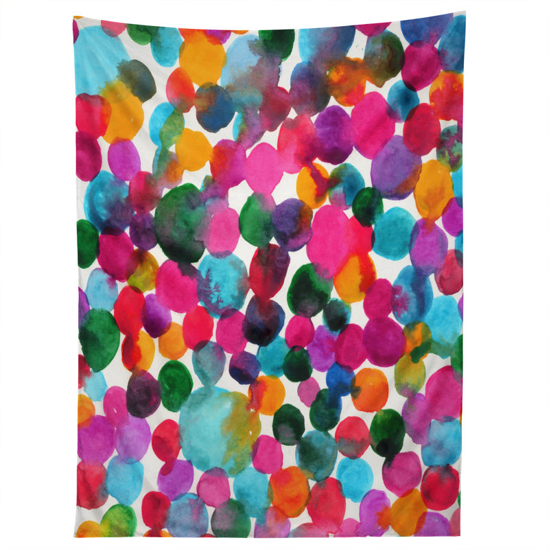 Tapisserie pois dot i aquarelle, H 60 po x l 50 po x P 0,13 po