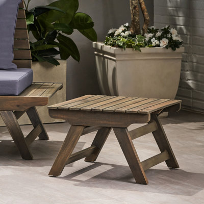 Wood Outdoor Side Table In Grey, 19.32W X 19.32L 12.55H, Open Slat Feature Construction Accent Appearance Decorative Grey Table, Finish