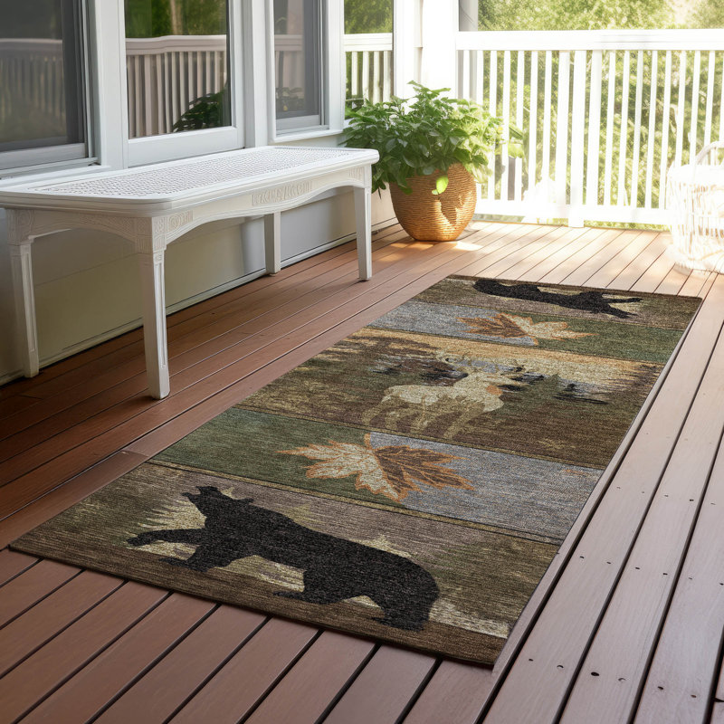 Tapis intérieur / extérieur lavable à la machine Chantille ACN2448 Lodge, Chocolat, Tapis de couloir 2 pi 3 po x 7 pi 6 po