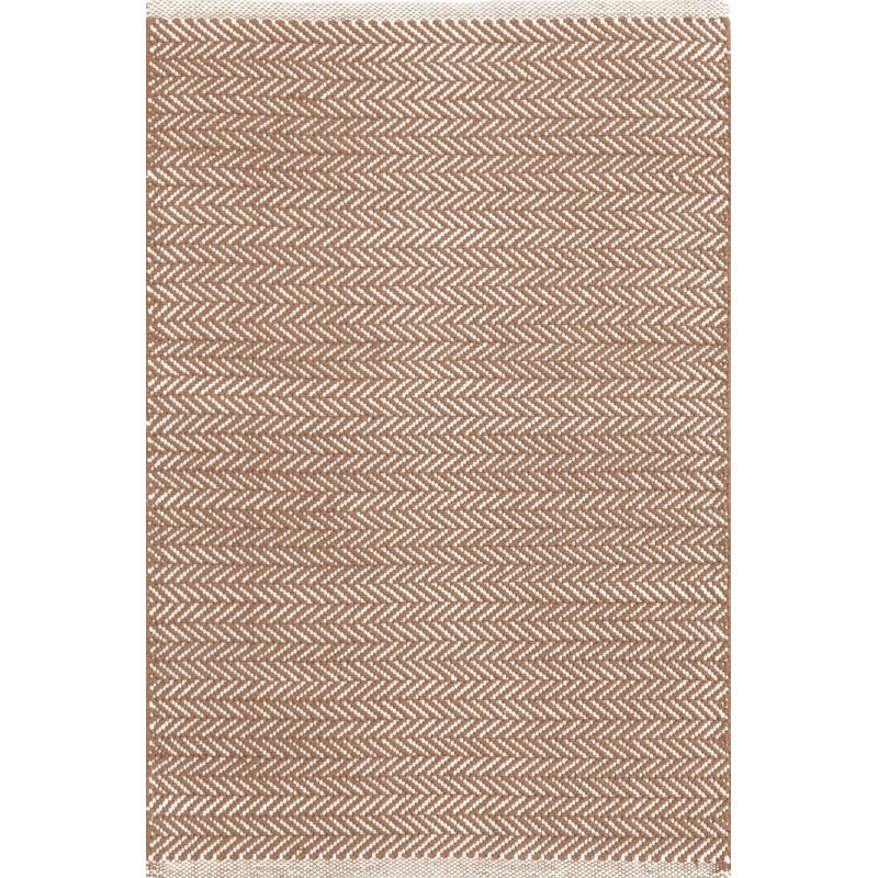 Herringbone Stone Handwoven Cotton Rug, Rectangle 6' x 9'