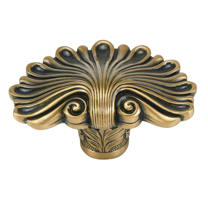 FEDERAL SHELL KNOB IN ANTIQUE NICKEL PLATE, Gold
