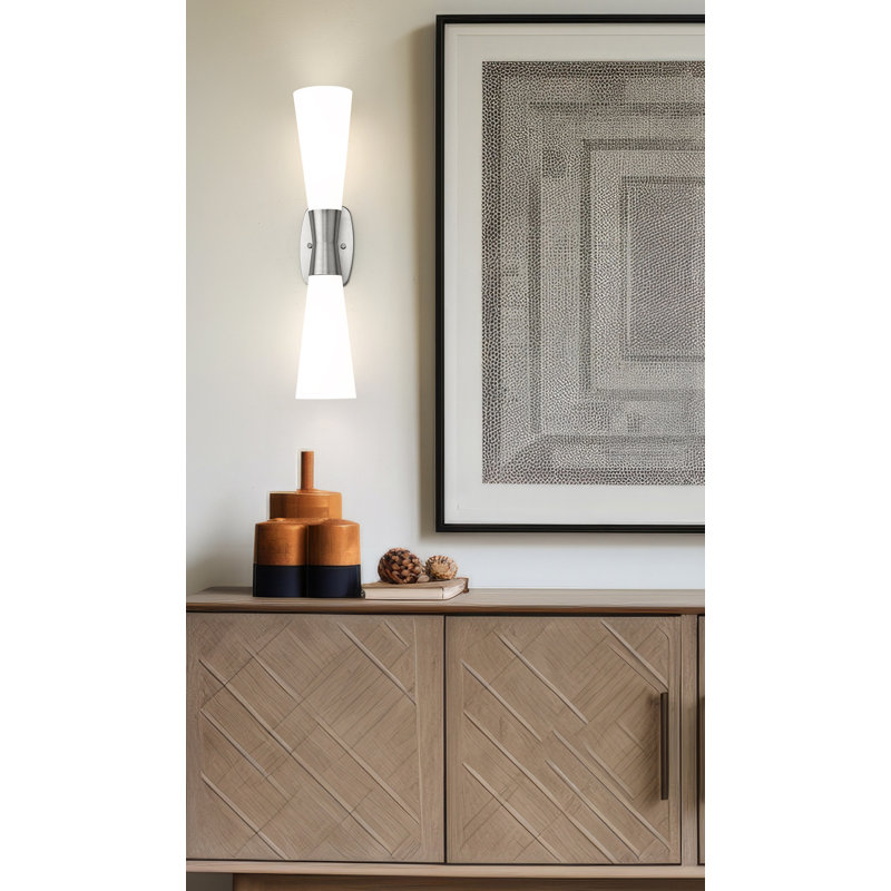 Applique murale 2 lumières en nickel brossé Emrys 24 pouces, Nickel brossé