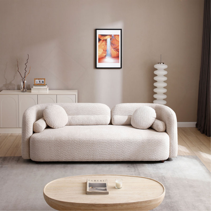 Canapé de luxe moderne pour le salon, canapé rembourré en molleton beige pour bureau à domicile, 3 places