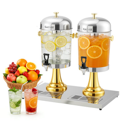 2.2-6.6 Gallon Ice Core Cold Beverage Dispenser with Stand for Parties Weddings Hotels