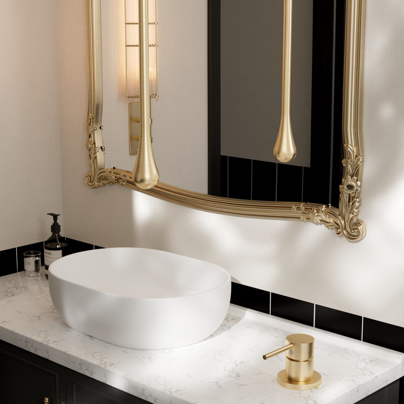 63" H Ceiling Mounted Single Handle Bathroom Sink Faucet with Optional Drain Assembly, Brushed Gold, Without Drain