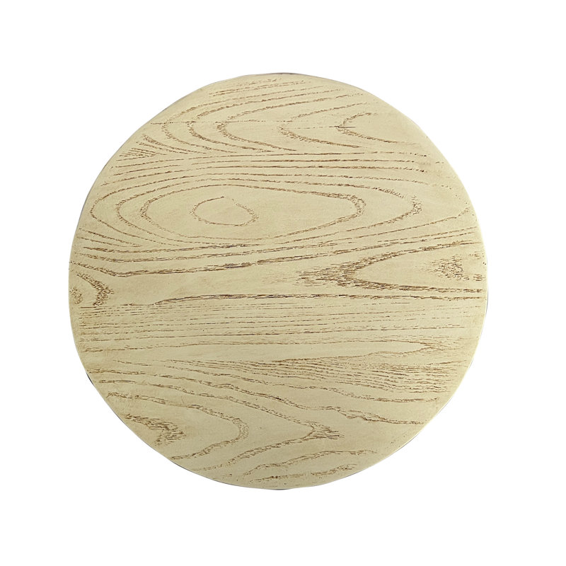 Table de bout ronde 17,5 po, Travertin chêne Sahara
