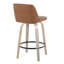 Tabouret de comptoir de 26 po en bois gris et similicuir gris avec pivot à 360 degrés, repose-pieds rond en métal noir, simplicité moderne, conception confortable, hauteur fixe, utilisation à l'intérieur, limite de poids de 250 lb,