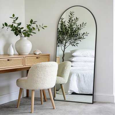 Arched Metal Oversized Full Length Mirror Wall Mirror Hanging Or Leaning With Stand