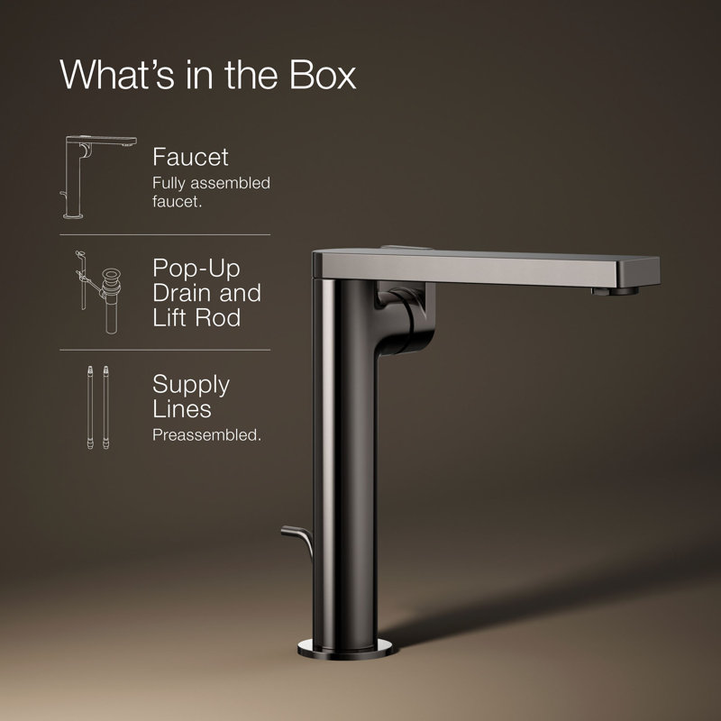 Composed Single Hole Bathroom Faucet with Drain Assembly, Vibrant Titanium