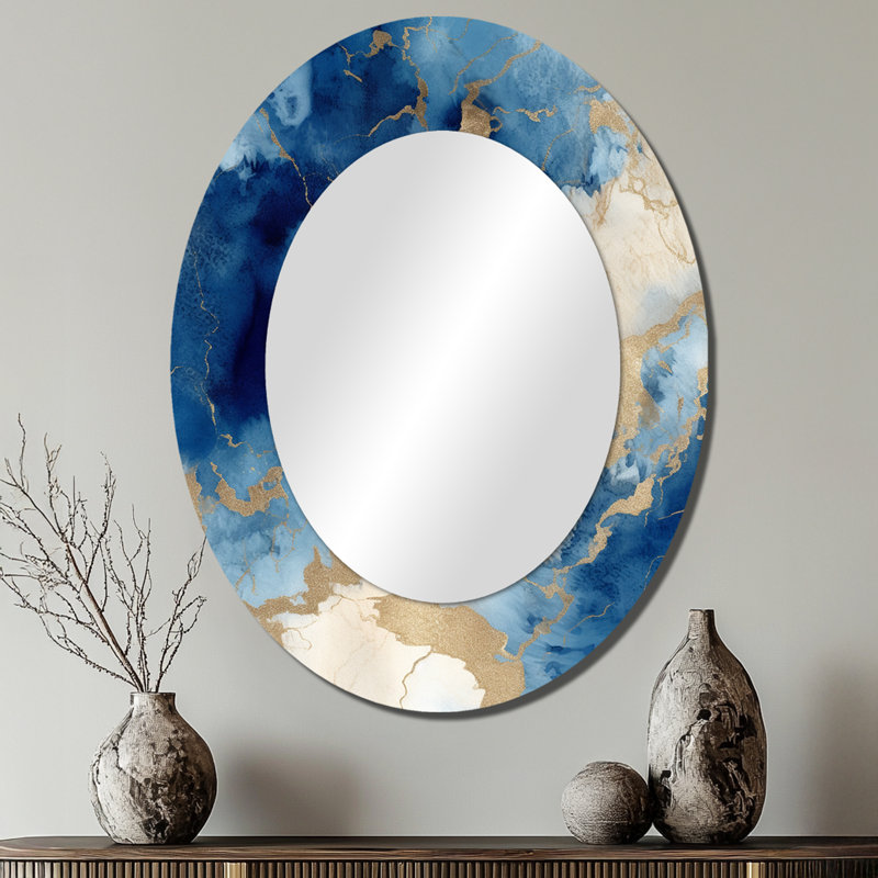 Miroir mural bleu et doré, 40 po x 30 po