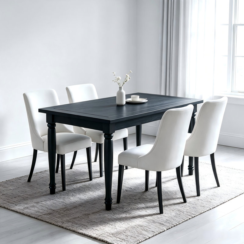 Table de salle à manger rectangulaire en bois massif de 55,1 po pour 4 à 6 personnes, Brun