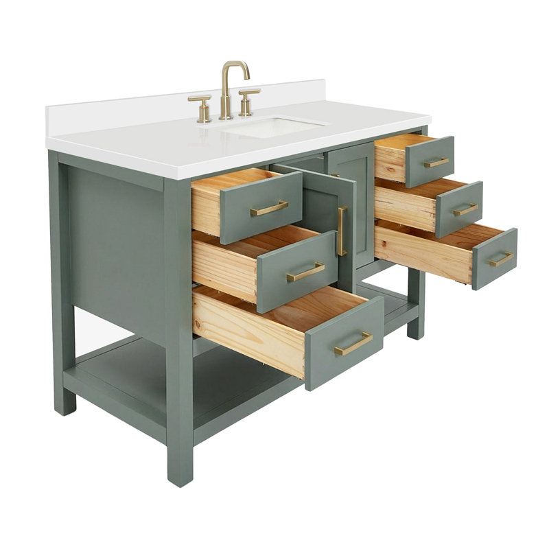 Moille Laveda 55" Single Bathroom Vanity Set, Vintage Green