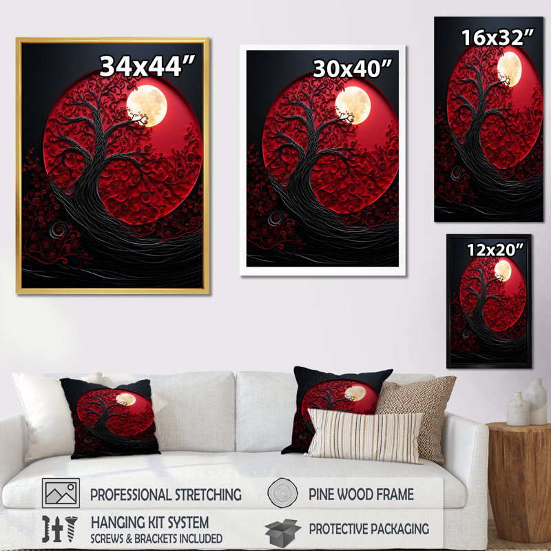 " Red Moon Ruby Radiance II ", Black Floater Framed, 32" H x 24" W
