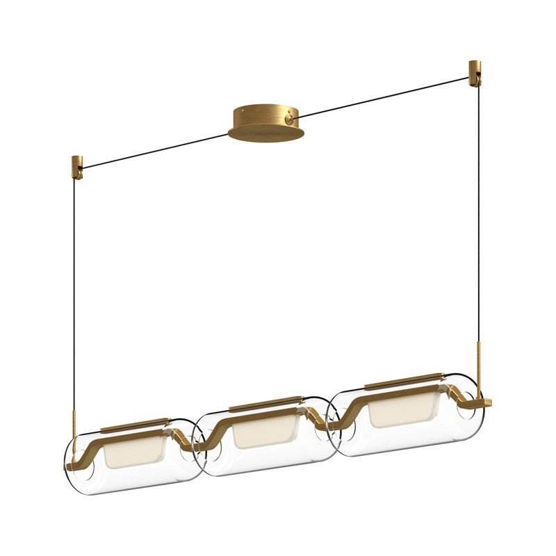 Hilo 3 - Light LED Pendant, Brushed Gold