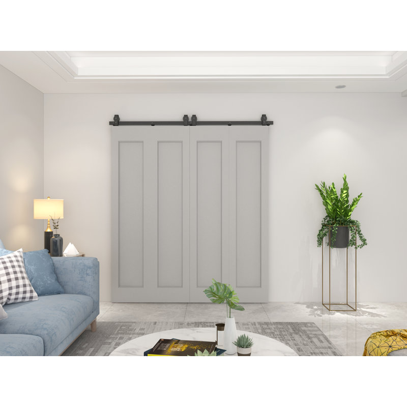 Matte Black Steel 75" Folding Bi-Fold Door Hardware Kit