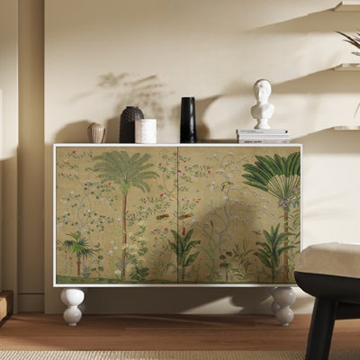 Armoire décorative à double porte et console de rangement