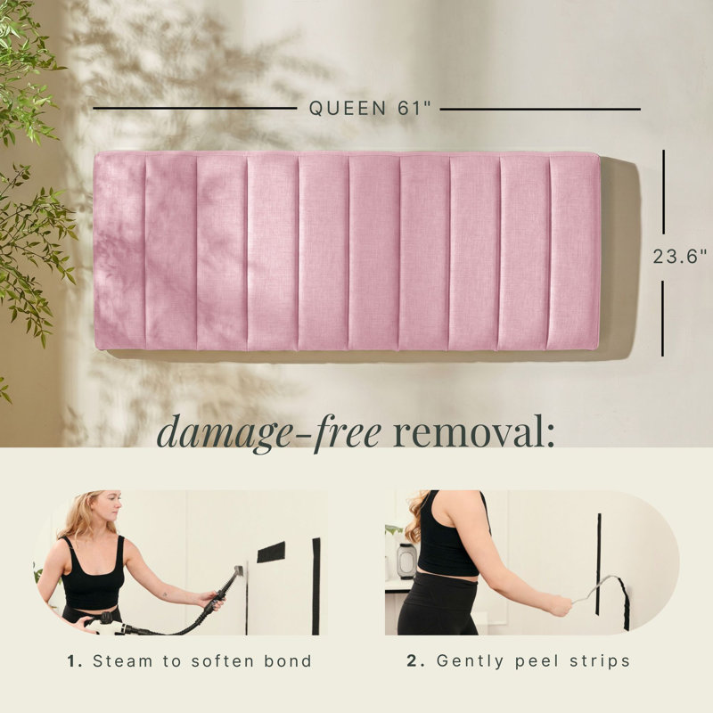 Chastelyne Upholstered Easy Assemble Wall Mounted Headboard, Queen, Pink