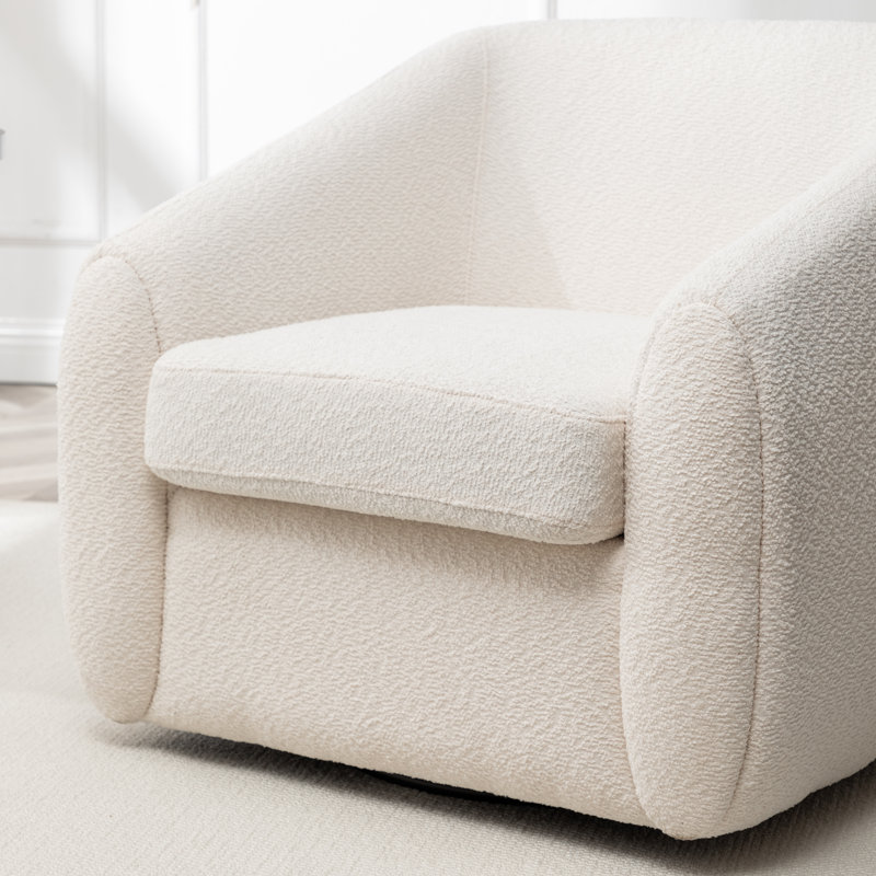 Duston 32'' Wide Upholstered Swivel Chair, Beige